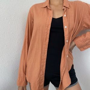 Abercrombie & Fitch Oversized Longe-Sleeve Light Orange Resort Shirt